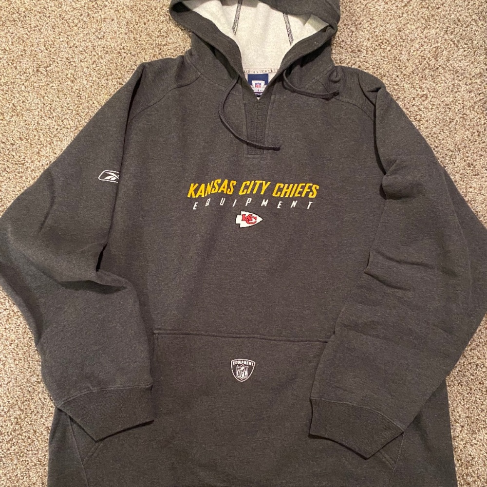 Kansas City Chiefs XL Reebok Gray Hooded Sweatshirt